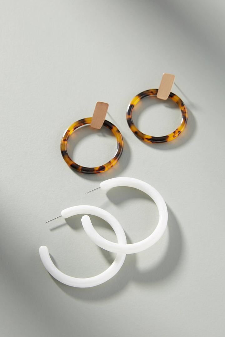 Anthropologie Modern Resin Hoop Earrings