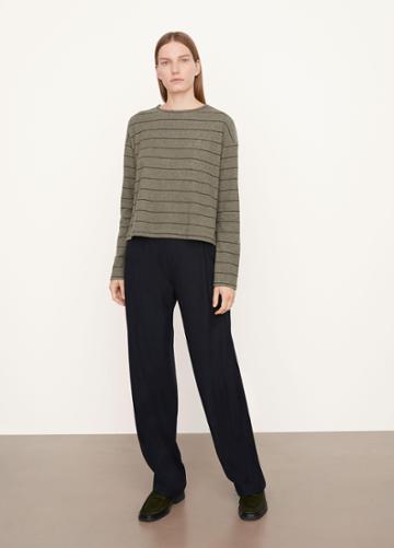 Vince Cozy Relaxed Stripe Long Sleeve Crew Neck Tee