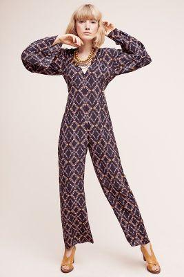 Carolina K Liset Silk Bell-sleeve Jumpsuit