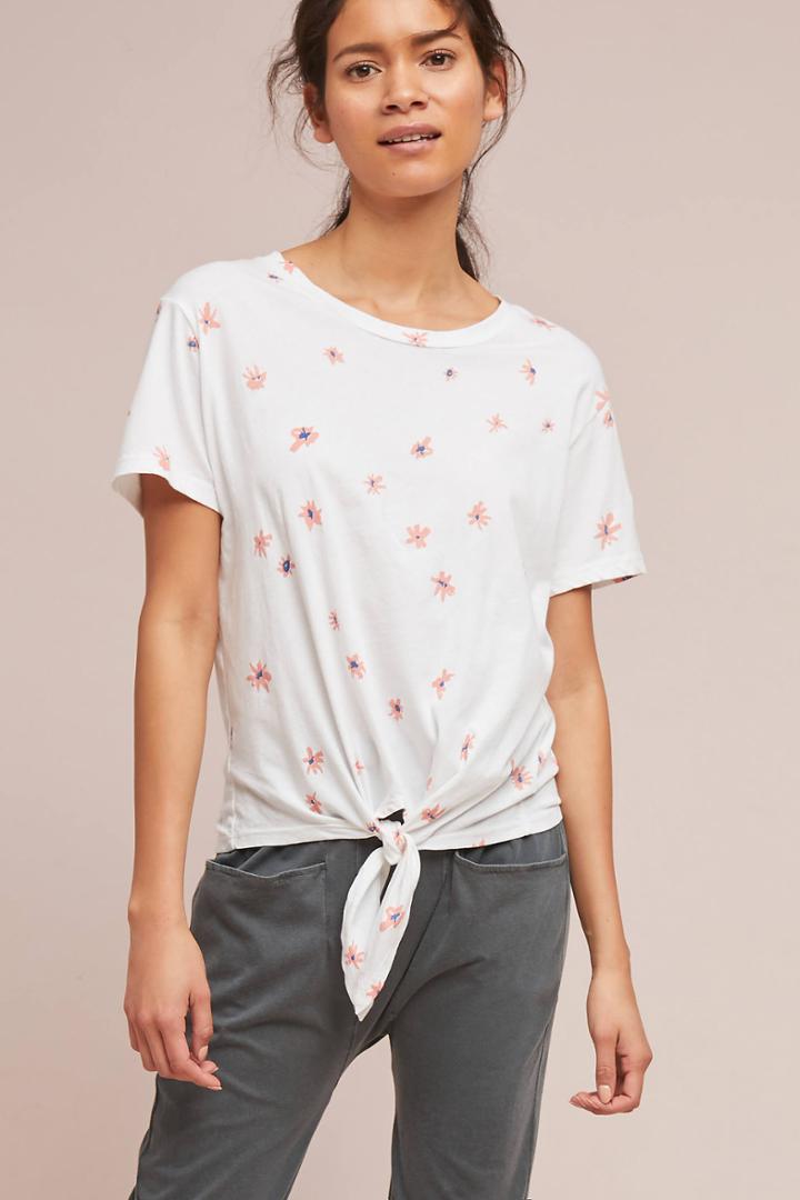Sundry Daisy Tie-front Tee