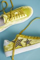 Lola Cruz Beaded Star Velvet Sneakers