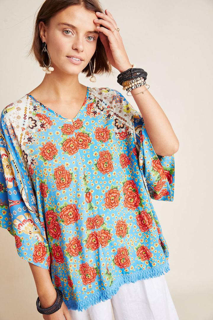 Anthropologie Farm Rio Ophelia Fringed Pullover