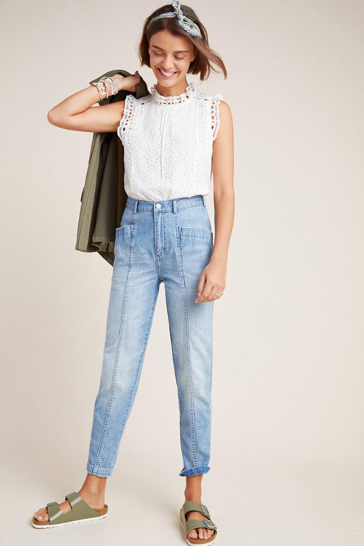 La Vie By Rebecca Taylor Front Seam Ultra High-rise Straight Jeans