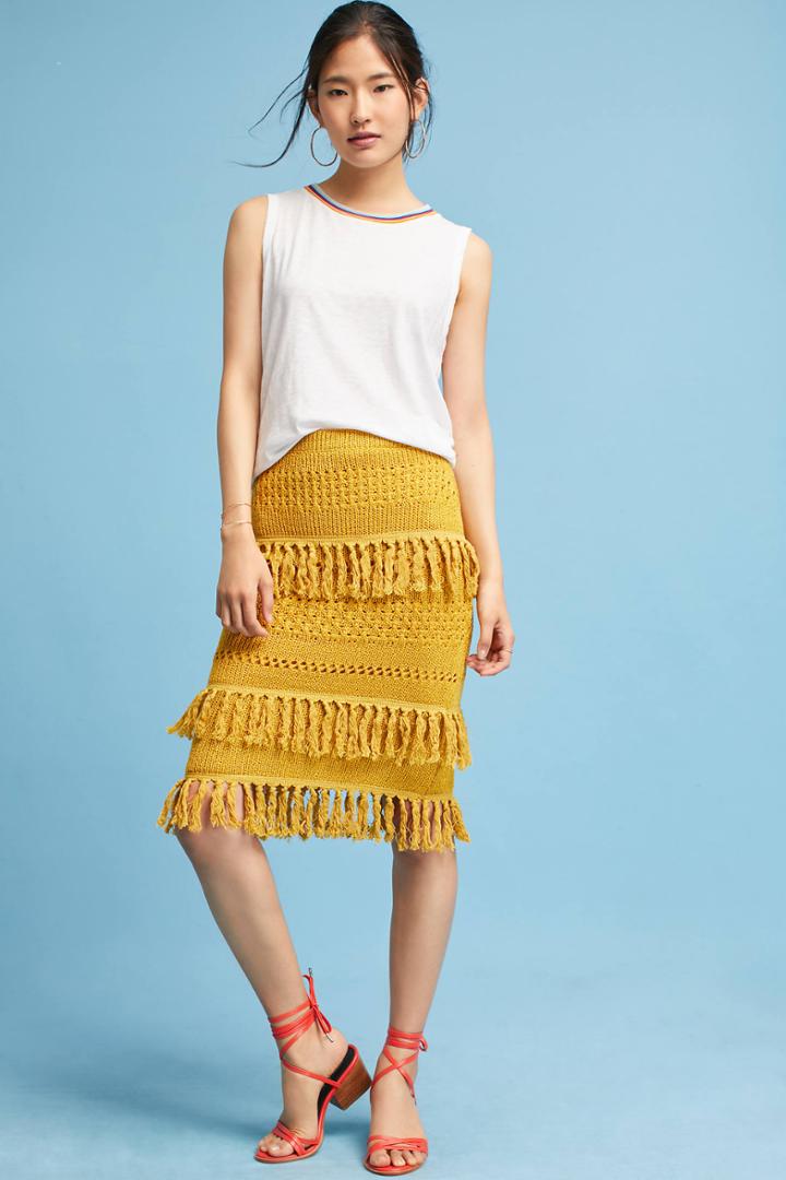 Harlyn Tiered Fringe Pencil Skirt