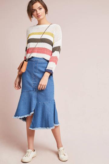 Yumi London Flounced Denim Pencil Skirt