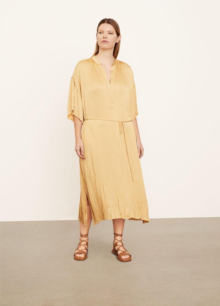 Vince Short Sleeve Crushed Band Collar Dress