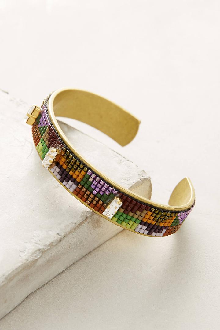 Jill Golden Inversion Beaded Cuff Bracelet