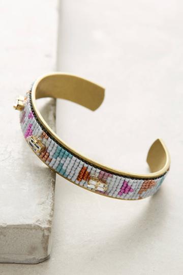 Jill Golden Fractal Beaded Cuff Bracelet