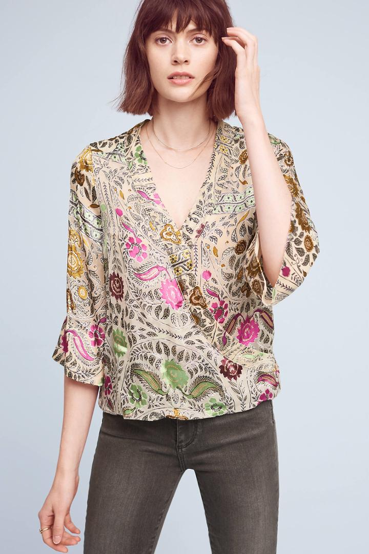 Floreat Flower Paisley Wrap Blouse