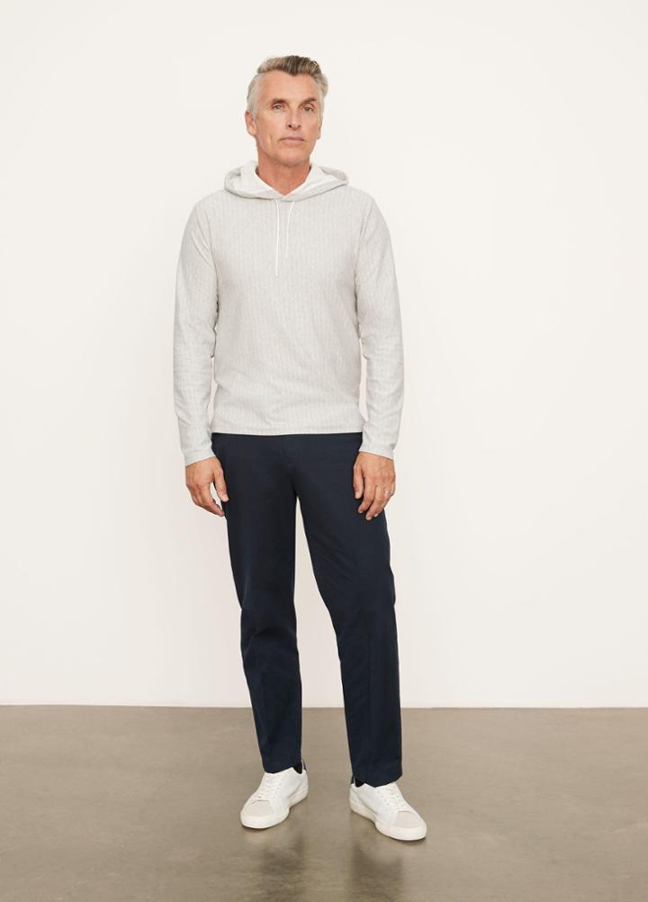 Vince Vertical Stripe Popover Hoodie