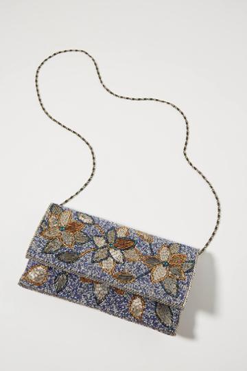 Anthropologie Plumeria Beaded Clutch
