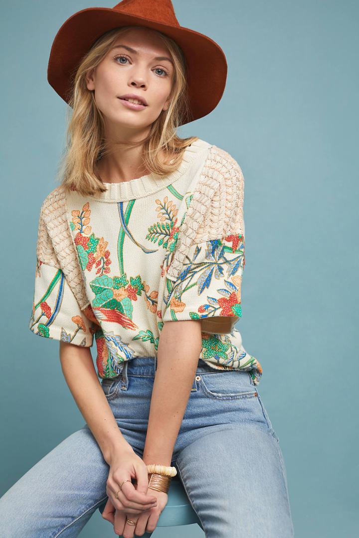 Anthropologie Fabiola Floral Pullover