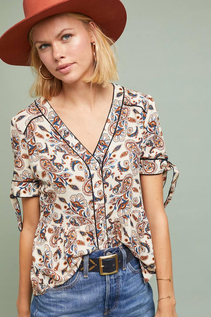 Isla Maude Perla Tied-sleeve Buttondown