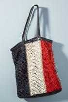 En Shalla Leather Striped Tote Bag