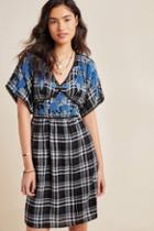 Anthropologie Sarah Plaid Embroidered Tunic