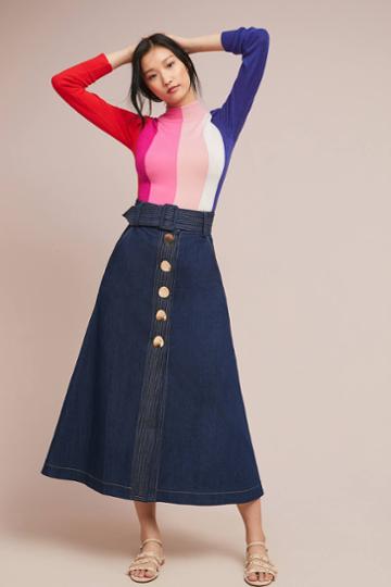 Paper London Wallace Belted Denim Skirt