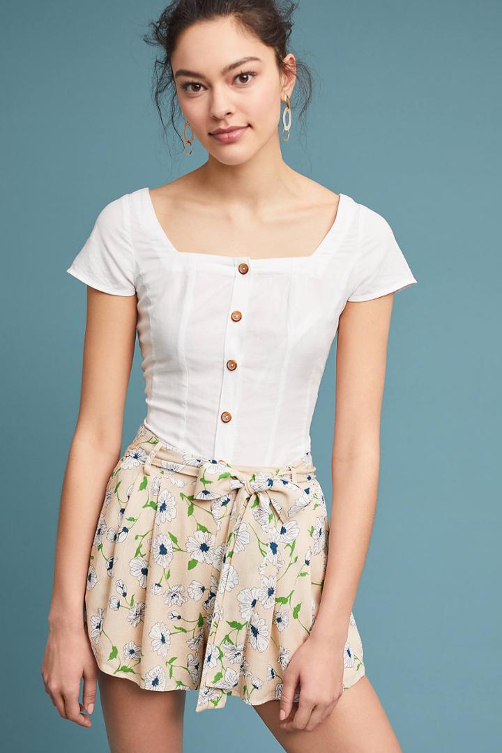 Moon River Pleated Floral Shorts