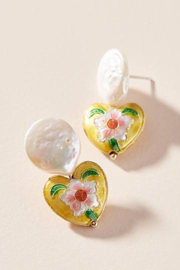 Anthropologie Treasured Heart Drop Earrings
