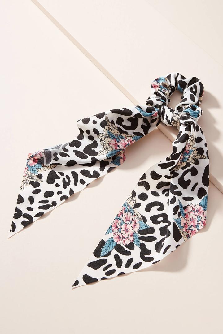 Anthropologie Floral Leopard Scarf Ponytail Holder