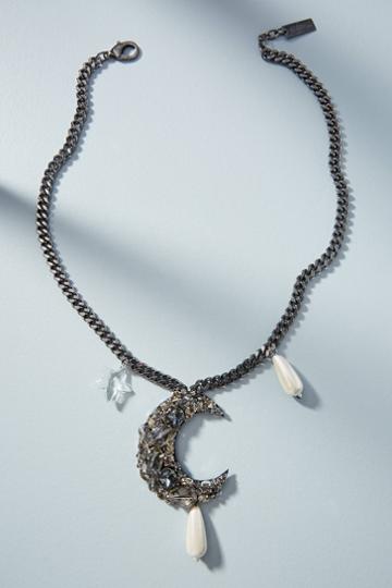 Madiso Moon And Back Pendant Necklace