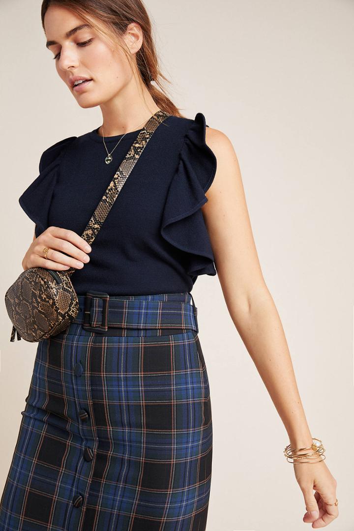 Anthropologie Ruby Flutter-sleeved Top