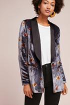 Anthropologie Printed Velvet Tuxedo Blazer