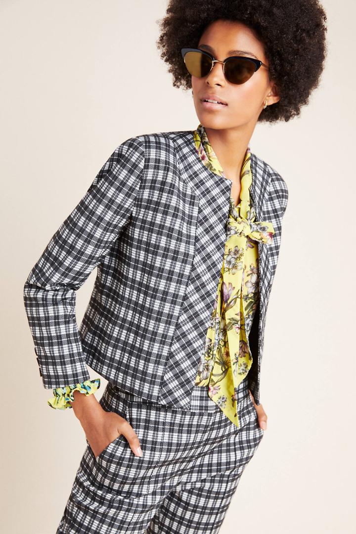 Diane Von Furstenberg Nancie Plaid Cropped Jacket