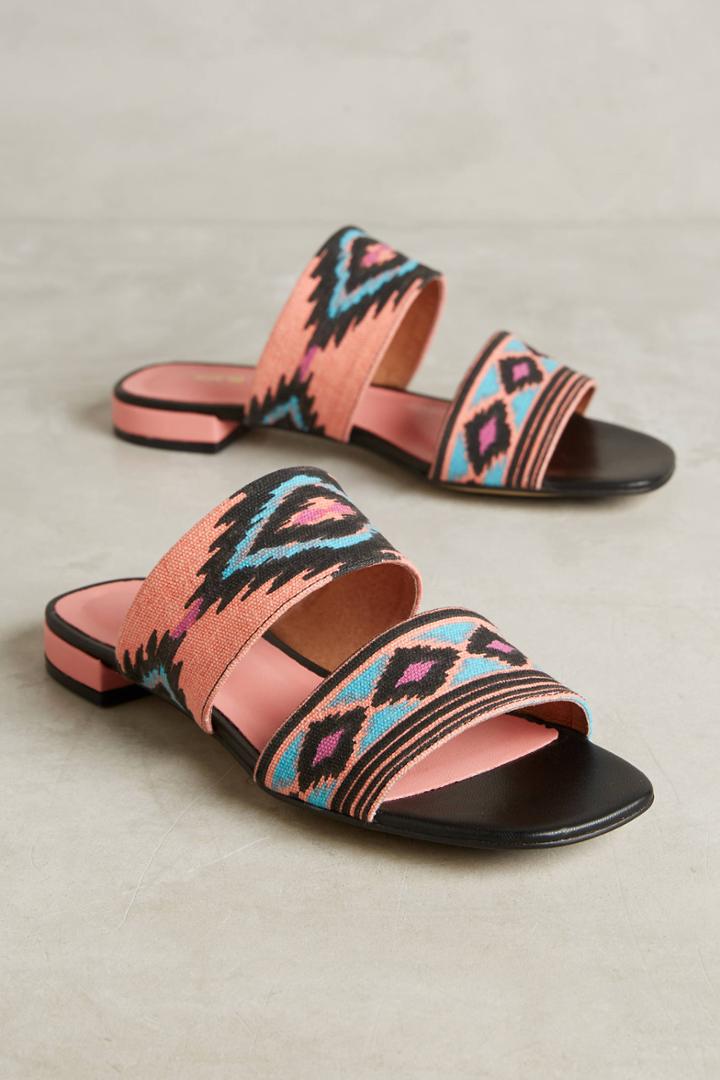 Anthropologie All Black Double Banded Slides