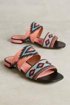 Anthropologie All Black Double Banded Slides