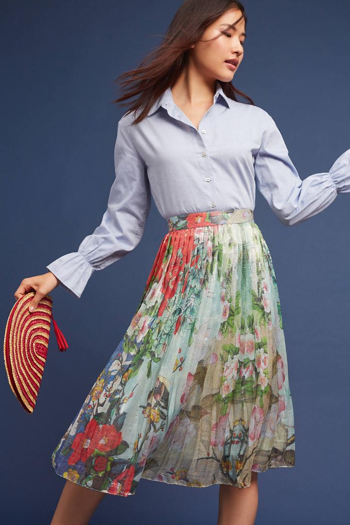 Hemant & Nandita Jardin Pleated Skirt