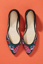 Anthropologie Garden Embroidered D'orsay Flats