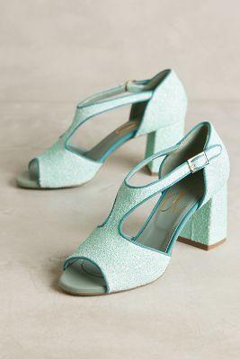 Paola D'arcano Candied T-strap Heels Aqua