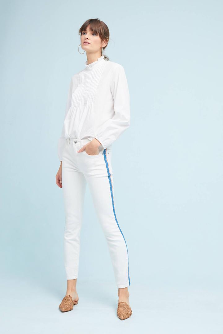 Pilcro And The Letterpress Pilcro Crochet Striped Mid-rise Skinny Ankle Jeans