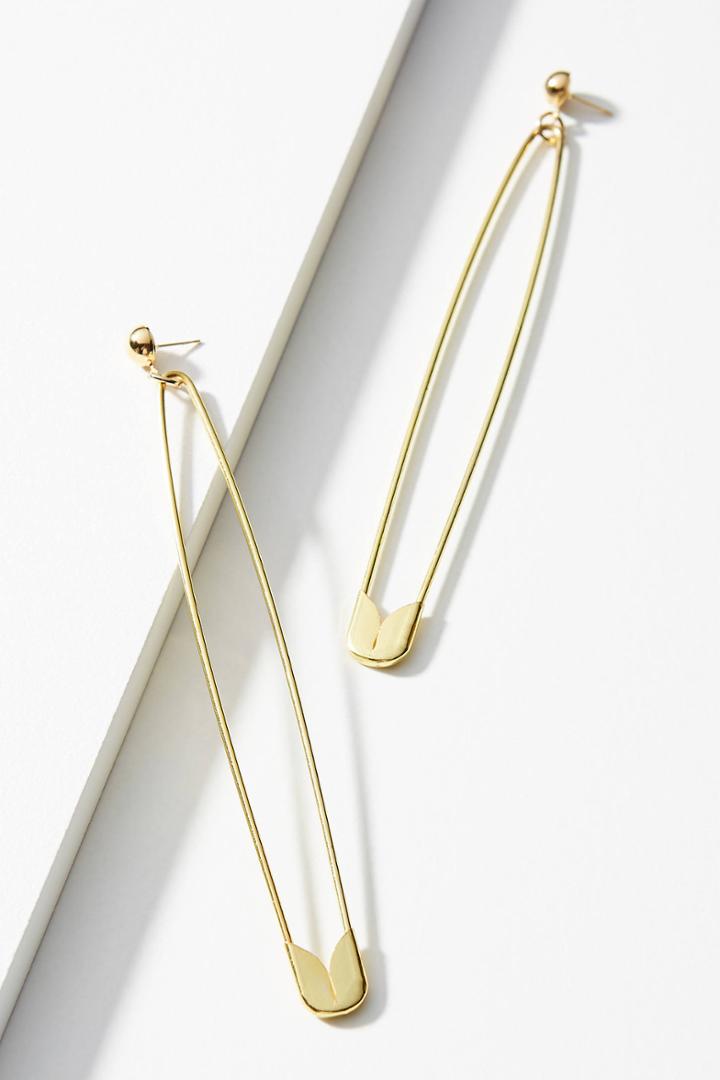 Laruicci Slim Safety Pin Drop Earrings
