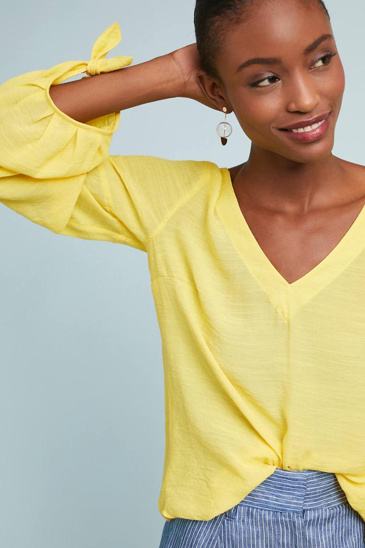 Maeve Verona Tied-sleeve Top