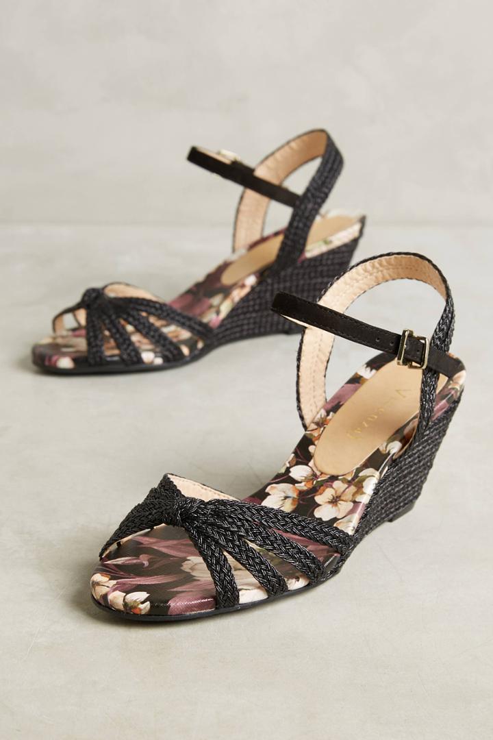 Vicenza Black Cross Strap Wedge Sandals