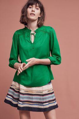 Les Siennes Kellen Ruffle-neck Henley