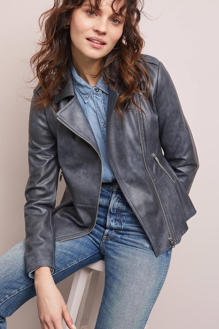 Anthropologie Peplum Faux Leather Moto Jacket