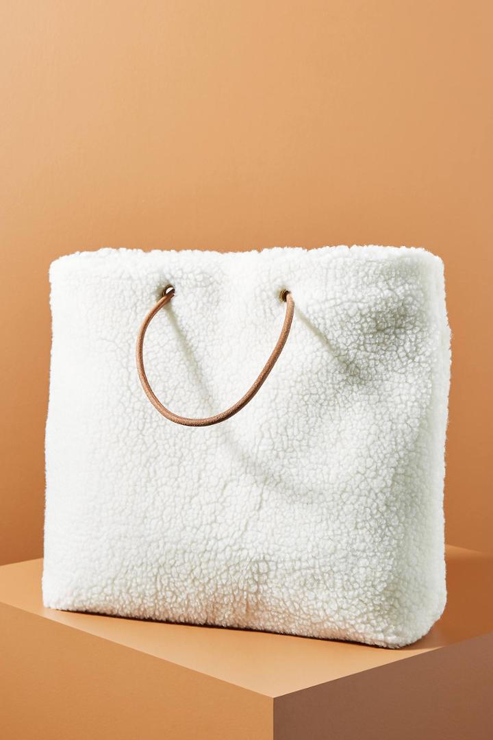 Anthropologie Teddy Sherpa Tote Bag
