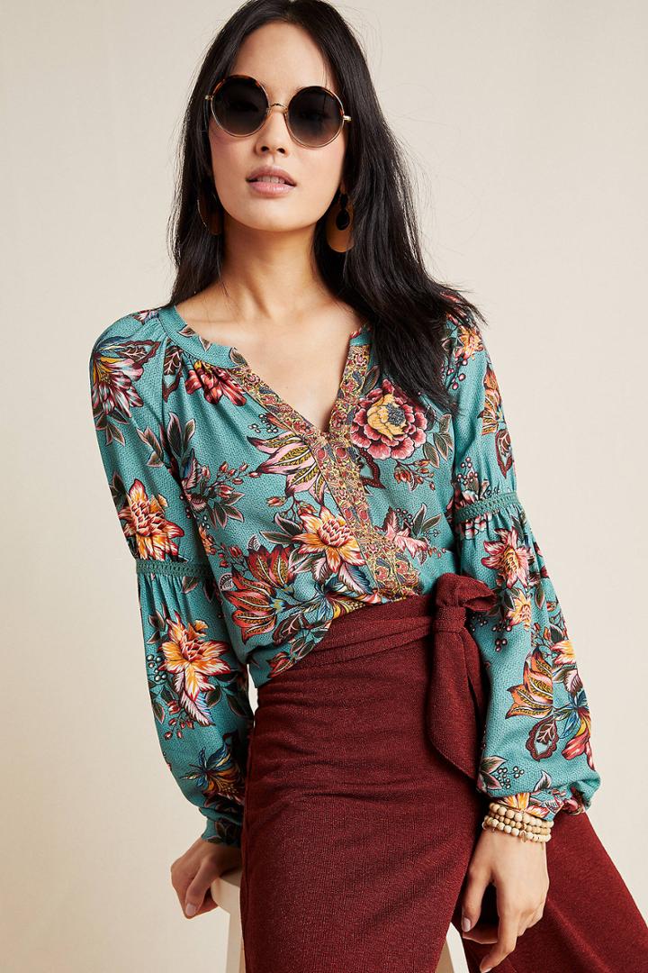 Farm Rio Paola Floral Peasant Blouse