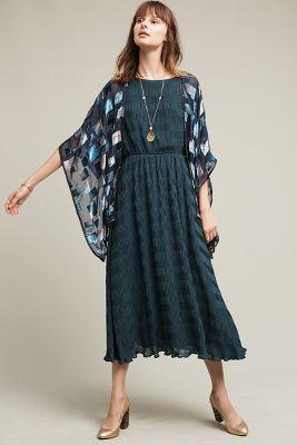 Anthropologie Blue Tiled Velvet Kimono