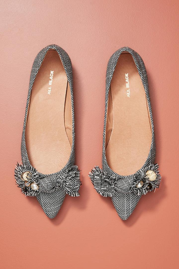 All Black Tweed City Flats