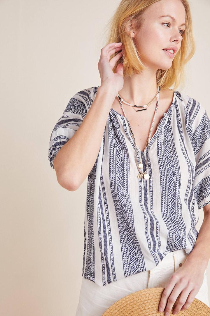 Velvet By Graham & Spencer Halsey Yarn-dyed Blouse