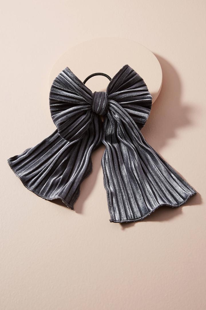 Anthropologie Pleated Velvet Bow Pony Holder