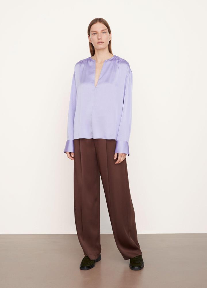 Vince Smocked Long Sleeve Blouse