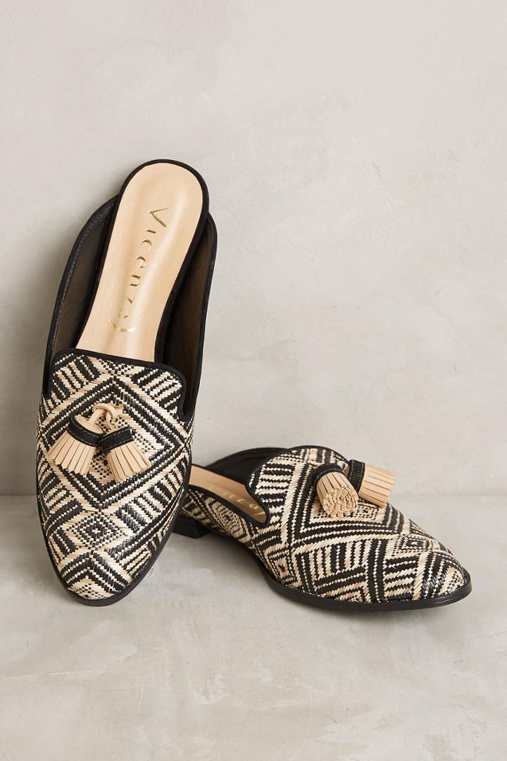 Vicenza Raffia Tassel Slides