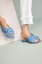 Schutz Ilaria Denim Floral Slide Sandals