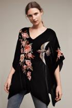 Johnny Was Plumed Velvet Poncho