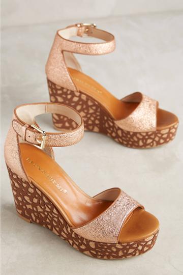 Bruno Premi Rosegold Suede Wedges