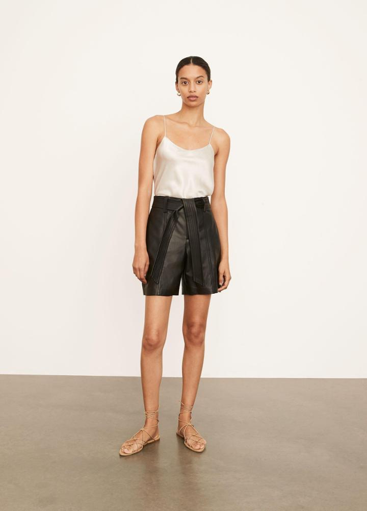 Vince Stitched Belt Leather Short